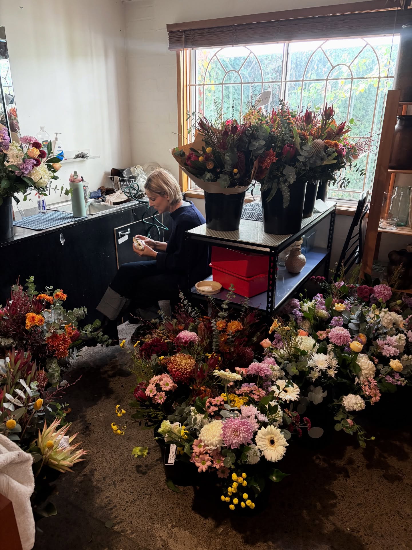 Hand-tied bouquet from Larkspur, Hawthorn